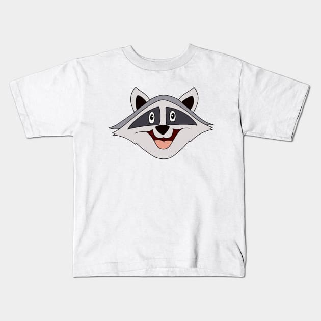 Raccoon funny head, cute animal t shirt, Happy Raccoon face Kids T-Shirt by PrimeStore